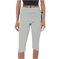 thumbnail image 1 of Ohufall Womens Capris with Pockets Fashion Casual Solid Color Elastic Loose Capri Pants Stretch Straight Capri Leggings, 1 of 4