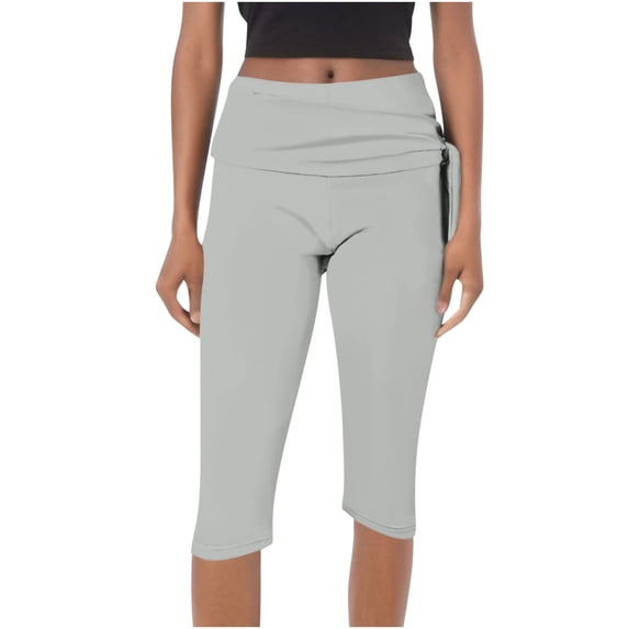 Ohufall Womens Capris with Pockets Fashion Casual Solid Color Elastic Loose Capri Pants Stretch Straight Capri Leggings