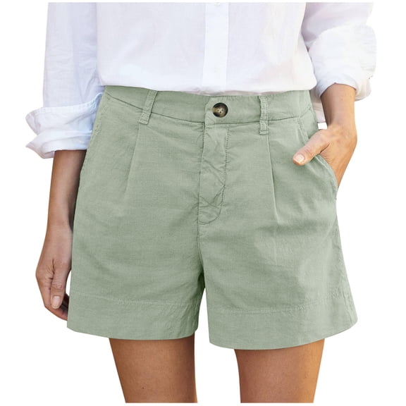 Wdfiry Womens Casual Shorts Pull On High Rise Bermuda Shorts Flat Front Solid Shorts for Womens