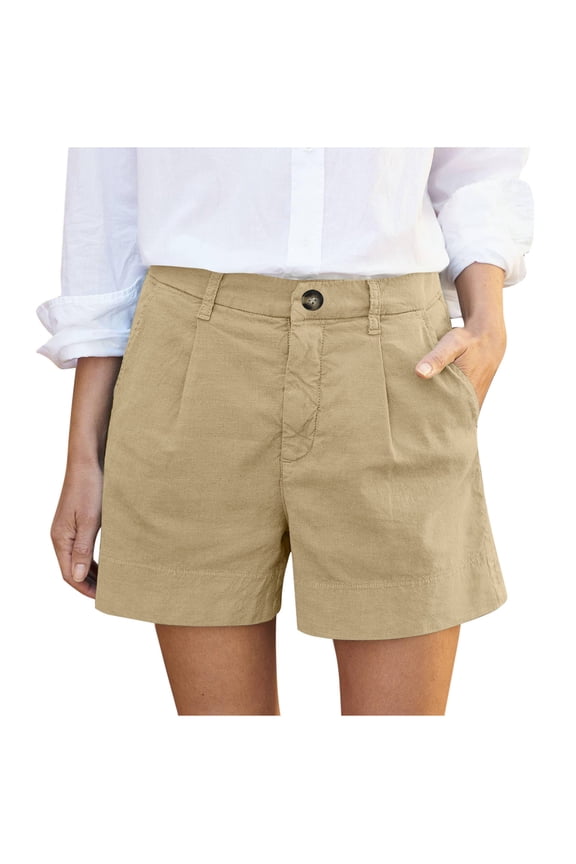 Womens Casual Shorts Pull On High Rise Bermuda Shorts Flat Front Solid Shorts for Womens