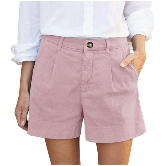 Wdfiry Womens Casual Shorts Pull On High Rise Bermuda Shorts Flat Front Solid Shorts for Womens