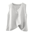 thumbnail image 1 of Ohufall Womens Cotton Linen Tank Tops Fashion Casual Side Split Sleeveless V-neck Blouses Summer Solid Color Loose-fitting Undershirts for Women, 1 of 6