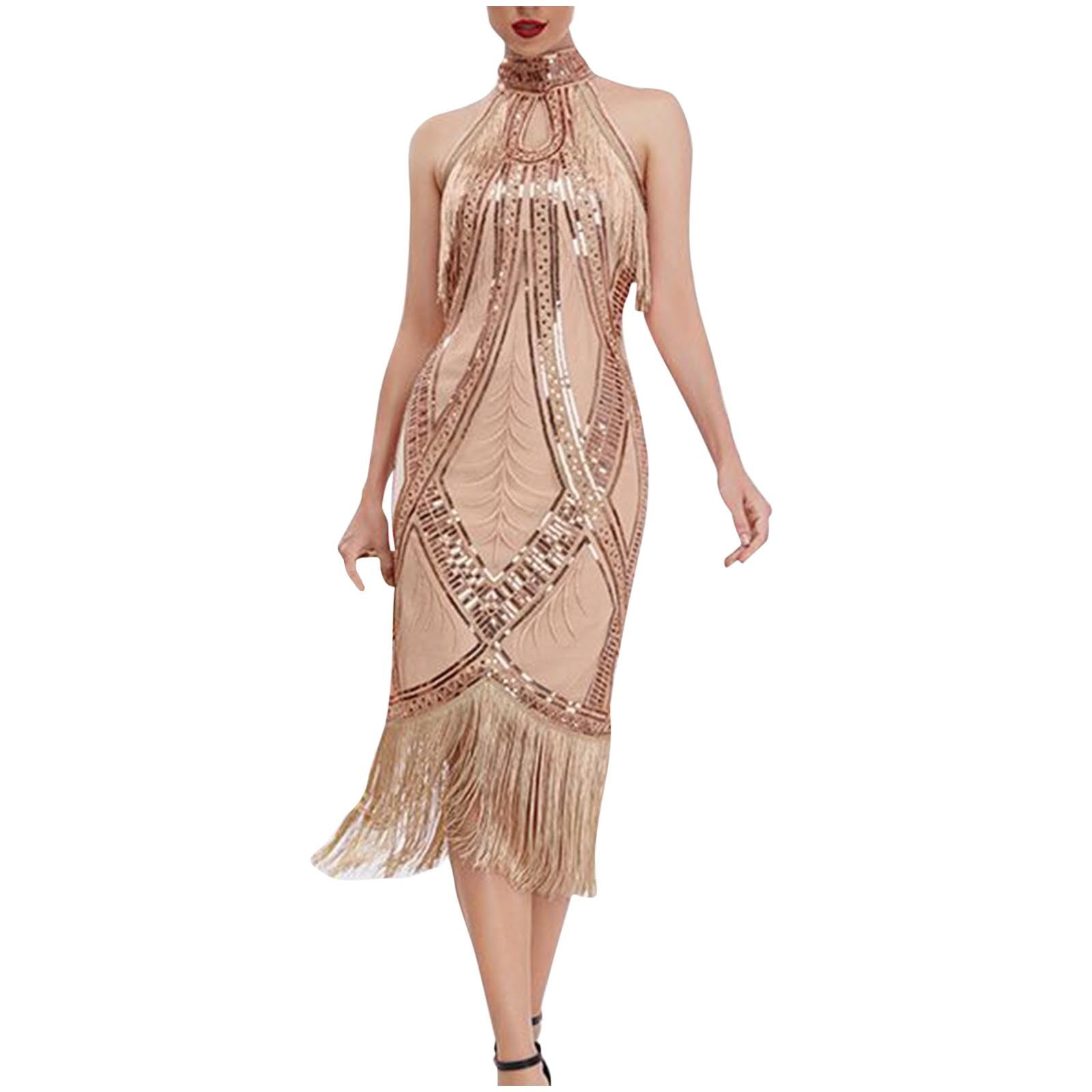 Celebrity Style mesh sequined dress 1920 retro stitching banquet / wedding party dresses main image 1