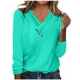 thumbnail image 1 of Wdfiry Womens Fall Tops Long Sleeve V Neck Loose Fit T Shirts Tunic Top Sweatshirts, 1 of 3