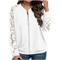 thumbnail image 1 of Wdfiry Womens Full Zipper Soft Jacket Lightweight Long Sleeved Crew Neck Coat Casual Comfortable Solid Outwear, 1 of 5