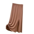 thumbnail image 1 of Wdfiry Womens Midi Skirt Fashion Casual Solid Color Side Split Midi Skirt Summer Loose Fit Elastic High Waist Long Skirt, 1 of 2