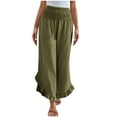 thumbnail image 1 of Wdfiry Womens Pants Wide Leg Ruffle Loose Pants Elastic High Waist Long Pants, 1 of 7