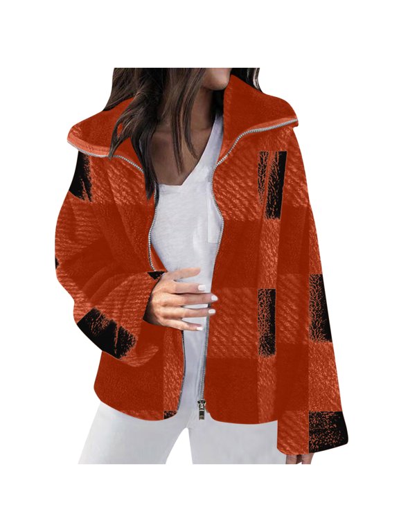 Womens Plaid Shirts Flannel Shacket Jacket Long Sleeve Button Down Boyfriend Shirt Coats