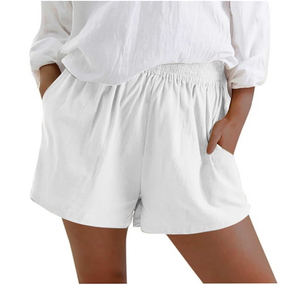 Wdfiry Womens Plus Size Shorts Summer Casual Solid High Waisted Workout Shorts Stretch Tummy Control Outdoor Sport Short Pants
