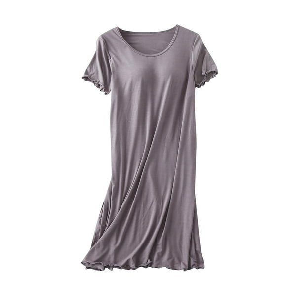 Wdfiry Womens Plus Size Sleepwear Nightgowns for Women Soft Cotton Sleep Shirts Short Sleeve Crew Neck Sleepwear Nightdress for Women Ladies Nightdress Pajama Dress