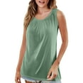 thumbnail image 1 of Wdfiry Womens Plus Size Tank Tops Fashion Casual Solid Color Pullover Round Neck Sleeveless Tops Ladies Comfortable Pleated Sleeveless Shirts, 1 of 2
