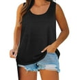 thumbnail image 1 of Ohufall Womens Plus Size Tank Tops Summer Comfy Loose Fit Sleeveless Beach Shirts Fashion Solid Color Casual Round Neck Blouses, 1 of 5