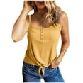 thumbnail image 1 of Ohufall Womens Ribbed Cami Tops Fashion Solid Casual Pullover Crew Neck Tank Tops Summer Loose Fit Sleeveless Henley Shirts for Women, 1 of 5
