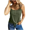 thumbnail image 1 of Ohufall Womens Ribbed Cami Tops Fashion Solid Casual Pullover Crew Neck Tank Tops Summer Loose Fit Sleeveless Henley Shirts for Women, 1 of 5