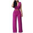 thumbnail image 1 of Wdfiry Womens Sleeveless V Neck Tops Jumpsuits Solid Elegant Formal Pockets Wide Leg Pants Rompers for Casual Work, 1 of 4
