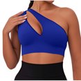 thumbnail image 1 of Wdfiry Womens Sports Bras Solid Color One-Shoulder Strap Exercise Underwear Yoga Wireless Full Coverage Bra, 1 of 3