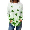 thumbnail image 1 of Wdfiry Womens St Patricks Day Shirts Long Sleeve Shamrock Clover Green Crew Neck Tee Shirts Lucky Tops Plus Size Graphic Casual Tunic Tops, 1 of 3