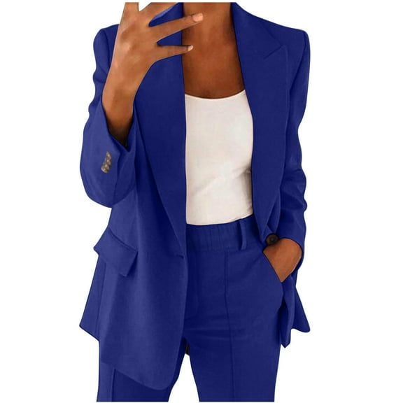 Wdfiry Womens Suits 2 Piece Set Business Petite Plus Size Long Sleeve Bussiness Casual Blazers Wide Leg Pants Work Suits
