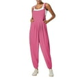 thumbnail image 1 of Wdfiry Womens Summer Bib Overalls Bib Pants Casual Loose Baggy Solid Color Jumpsuit Romper with Pockets, 1 of 7