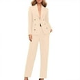 thumbnail image 1 of Wdfiry Womens Work Business Blazer Suit Sets Solid Color Button Long Sleeve Open Front Lapel Blazer Jacket and Pants Set 2 Piece Outfits, 1 of 6