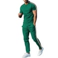 thumbnail image 1 of Wdfiry Workout Sport Sets for Men 2 Piece Outfits 2025 Summer Tracksuit Sets Fashion Casual Crew Neck Tee Tops with Loose Drawstring Elastic Waist Athletic Pants, 1 of 6