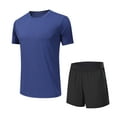 thumbnail image 1 of Wdfiry Workout Sport Sets for Men 2 Piece Outfits Summer Tracksuit Sets Fashion Cool Quick Dry Athletic Sets Solid Casual Short Sleeve V-Neck Shirts with Shorts, 1 of 6
