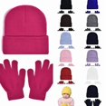 thumbnail image 1 of Wdgfv 2 Pack Kids Solid Knit Beanie & Gloves Set, Plain Winter Warm Hat Mitten Kit, Soft Stretchy Cold Weather Thermal Accessory for Boys Girls 2-8 Years, 1 of 6
