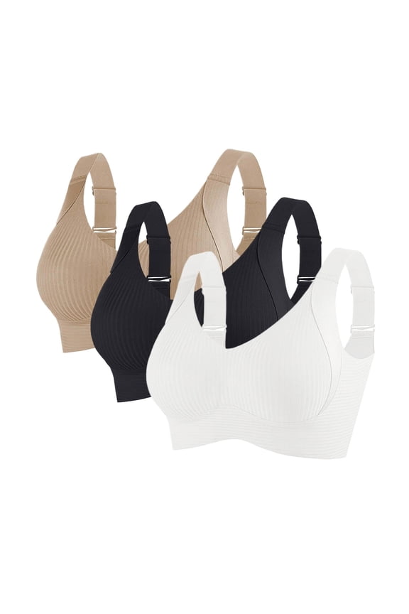 3PC Wireless Bras with Support and Lift Wirefree Bras Lift Sagging Breasts Bralette Push Up Seamless Sleep Bra