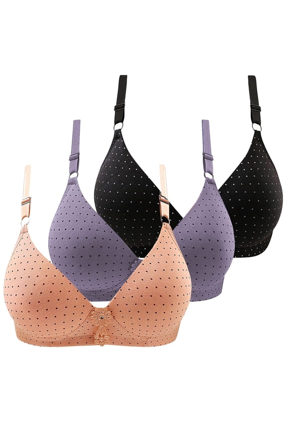 3Pc Wireless Bras for Women Support Summer Thin Mesh Breathable Bra Seamless Adjustable Spaghetti Strap Push Up Bras 90