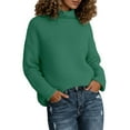 thumbnail image 1 of Wdgfv Acrylic Pullover Sweater Women Elegant Winter High Neck Knitted Pullover Sweater Long Sleeve Rolled Edge Turtleneck Top For Cozy, 1 of 4