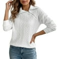 thumbnail image 1 of Wdgfv Acrylic Pullover Sweater Women Fall Winter Women Pullover Sweater Casual Soft Knitted Long Sleeve Outerwear with Side Zipper Collar for Daily, 1 of 6