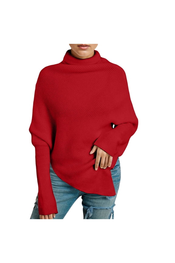 Acrylic Pullover Sweater Women Women's Autumn Winter High Neck Loose Knit Pullover Sweater Casual Comfortable Soft Warm Fashion Tops for