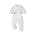 thumbnail image 1 of Wdgfv Baby Boys 3 Piece Outfit Set Long Sleeve Shirt and Pants Suit for Toddlers 0-24 Months Soft Comfortable Daily Wear Clothing White 12-18 Months, 1 of 7