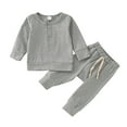 thumbnail image 1 of Wdgfv Baby Boys Girls Long Sleeve Patchwork Sweatshirt and Solid Pants 2PCS Outfit Set Gray 12-18 Months, 1 of 7