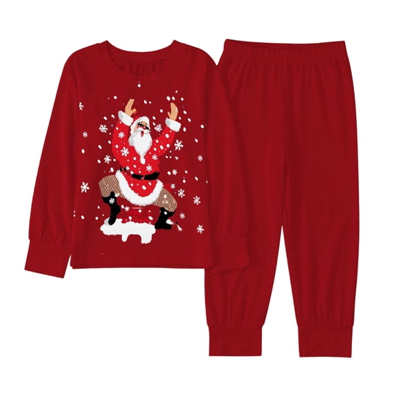 Wdgfv Baby Girls Boys Christmas 𝙋𝙖jamas Set Xmas Pattern 2 Piece Long Sleeve 𝙎𝙡eepwear Soft Stretch Holiday Outfits Red 8-9 Years