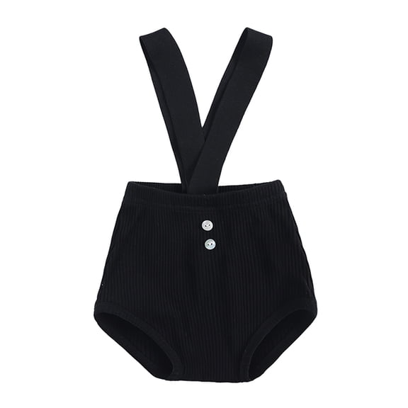 Wdgfv Baby Girls Knit Suspender Shorts Toddler Summer Casual Outfit V Back Overalls Comfortable Home Wear 0-3 Years Soft Play Clothes Black 12-24 Months