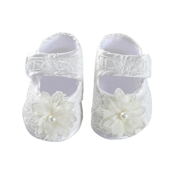 Wdgfv Baby Girls Mary Jane Flats with Bowknot Non Soft Sole Toddler First Walkers Cirb Dress Shoes White 13