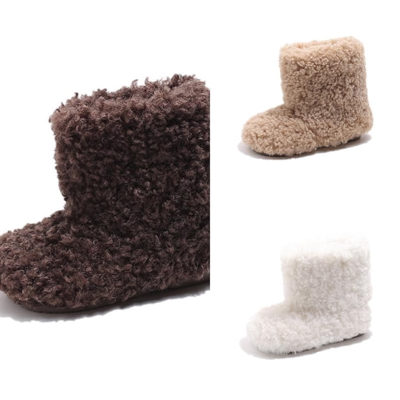 Wdgfv Baby Girls Winter Boots Lined Booties With Ankle Warm Shoes For Toddler Non Soft Sole 4-4.5 Years