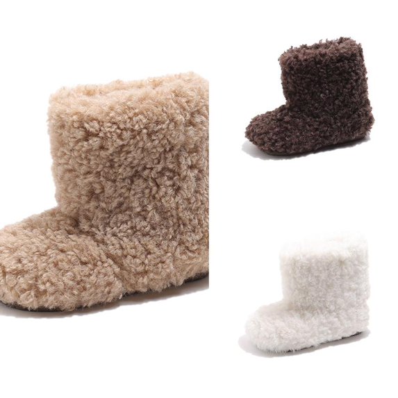 Wdgfv Baby Girls Winter Boots Lined Booties With Ankle Warm Shoes For Toddler Non Soft Sole 4.5-5 Years