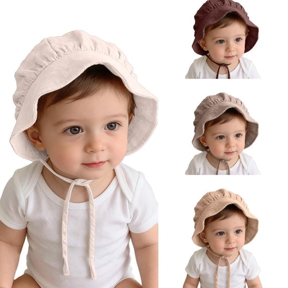 Wdgfv Baby Hat Brimmed Sun Bonnet Muslin Double Gauze Toddler Sun Hat Boys Girls Beanie 6 Months-2 Years