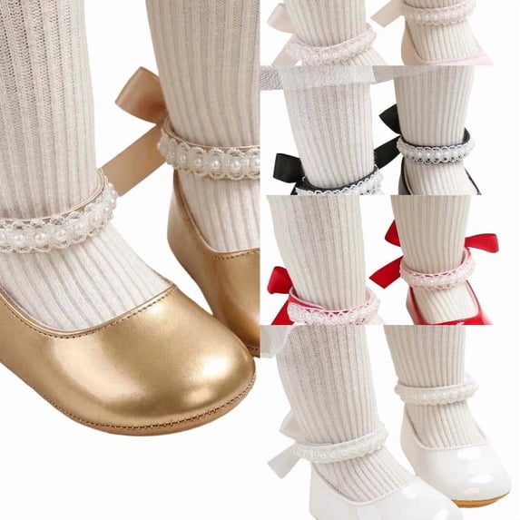 Wdgfv Baby Shoes Mary Jane Flats Non Slip Soft Sole Infant Toddler Sneakers First Walkers Party Christmas Dress Shoes 12-18 Months