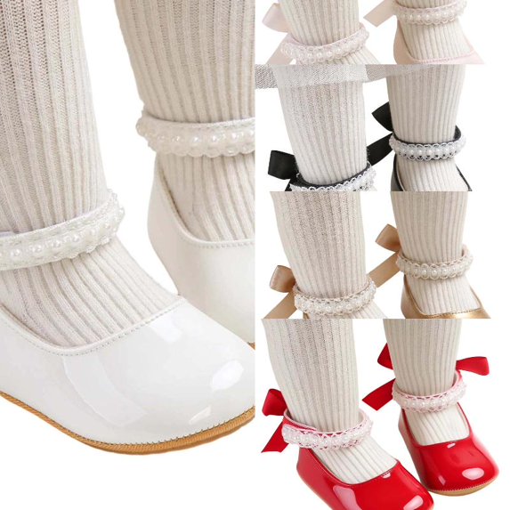 Wdgfv Baby Shoes Mary Jane Flats Non Slip Soft Sole Infant Toddler Sneakers First Walkers Party Christmas Dress Shoes 6-12 Months