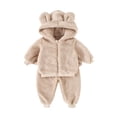 thumbnail image 1 of Wdgfv Baby Snowsuit Fleece Lined Onesie Outfits Warm Hooded Romper for Infant Khaki 2-3 Years, 1 of 9