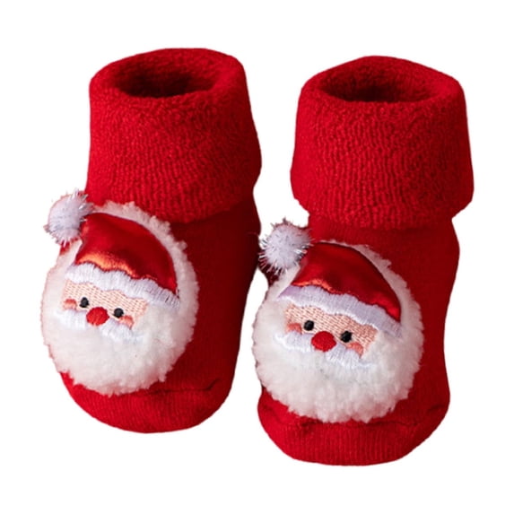 Wdgfv Baby Unisex Non Slip Fleece Socks Warm Cute Winter Floor Crawling Booties for Infant