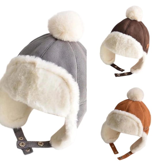 Wdgfv Baby Winter Trapper Hat Earflap Ushanka Cap Suede Russian Ski Hat Beanie Hat 1-3 Years