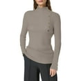 thumbnail image 1 of Wdgfv Blend Pullover Women Women's Winter Warm Half Turtleneck Button Front Pullover Sweater Top Soft Cozy Knitted Casual Comfortable Long, 1 of 5