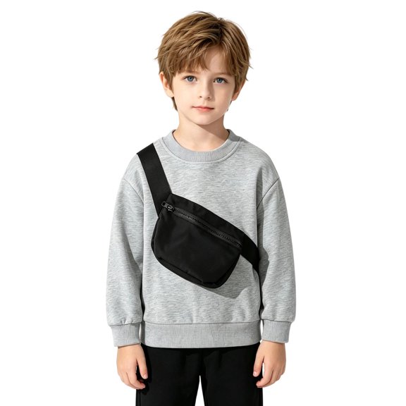 Wdgfv Boy School Uniform Sweatshirts with Front Bag Long Sleeve Crewneck Pullover | Unisex Kids Solid Sweatshirts 6-7 Years