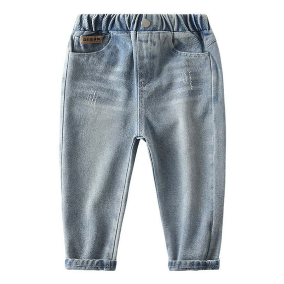 Wdgfv Boy's Fit Slim Jeans Pants Boys Casual Pants - Stylish Distressed Denim Jeans for Toddlers for School and Everyday Wear - Comfortable Long Trousers for Ages 3 to 8 Light Blue 5-6 Y