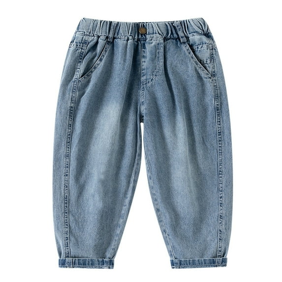 Wdgfv Boy's Skinny Fit Slim Jeans Pants Boys Stretch Denim Pants Comfortable Casual Loose Fit Jeans With Elastic Waist For Kids Outdoor School Daily Wear Durable Soft Fabric Blue 7-8 Years