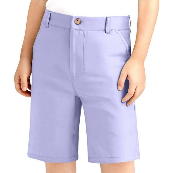 Wdgfv Boy's Skinny Fit Slim Jeans Pants Boys Stretch Flat Front Shorts Adjustable Waist Comfortable School Pants for Kids Lightweight Durable Light Purple 11-12 Years